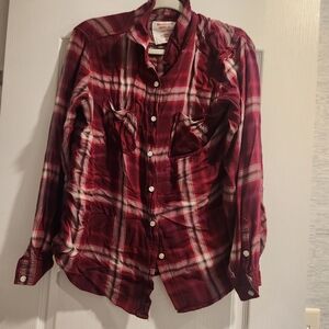 Mossimo Supply Co. Womens Red Plaid Button-Down Shirt L Euc